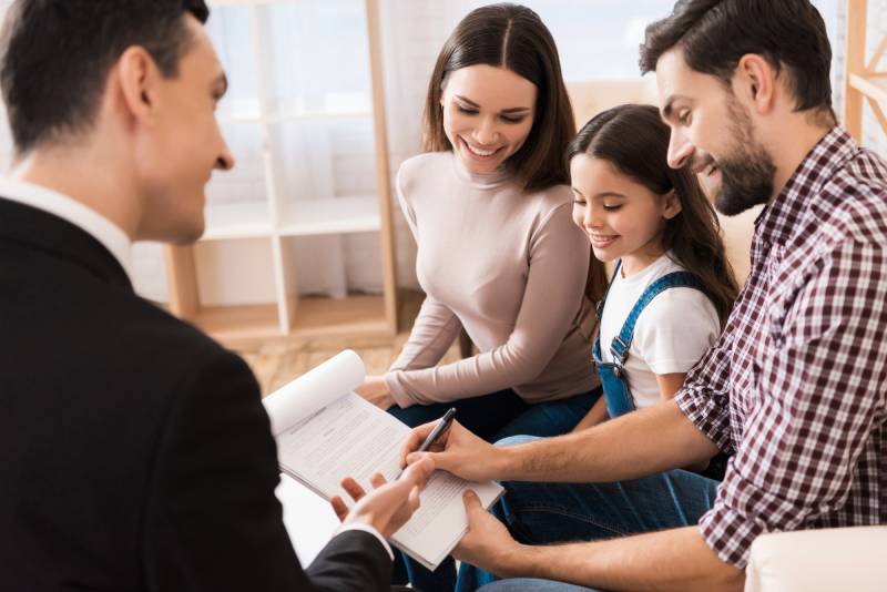 Insurance agent with family